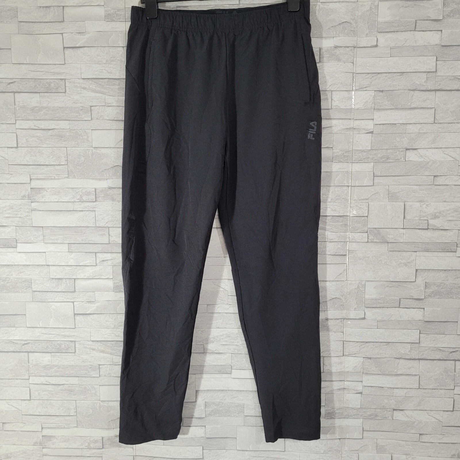 Mens VINTAGE FILA Tracksuit Bottoms Black Medium Waist 34-36 Leg 30 Softshell