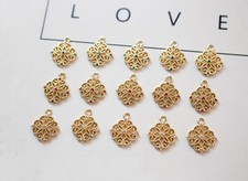 4pcs CZ Pave Flower Charm,Cubic Zirconia Rhombus Flower Pendant,Zircon Charm