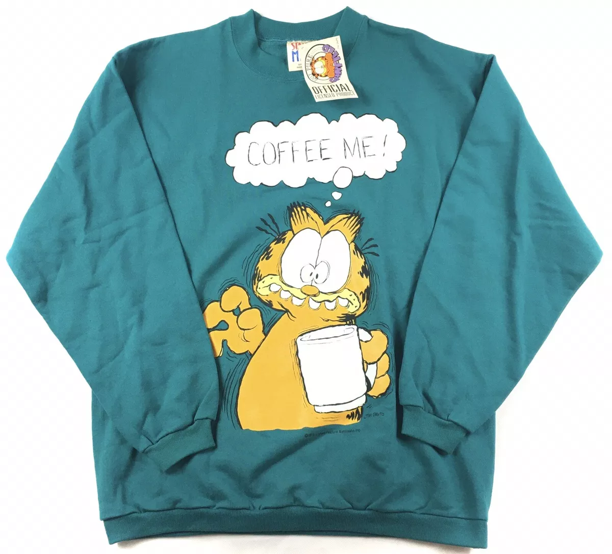 Rare Vintage Garfield 70's Sweatshirt Crewneck Pullover 1978 Spell Out  Coffee Me