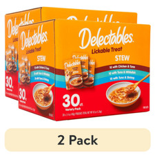 2 pack Hartz Delectables Stew Lickable Wet Cat Treats Variety Pack, 30 Count
