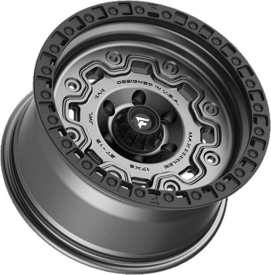 17 RUEDAS FITTIPALDI LLANTAS 17X9 5X127 GUNMETAL ANTRACITA NEGRO ANILLO LABIAL 5 RINOCERONTES Foto 2 de 4