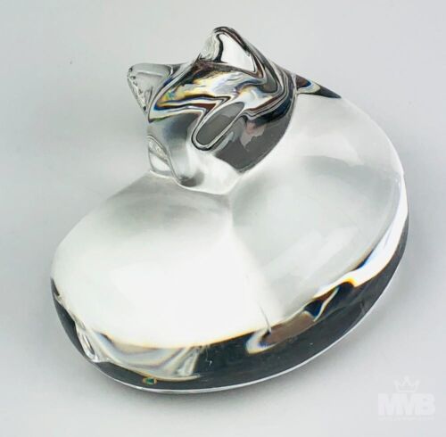 STEUBEN ART GLASS CRYSTAL SIGNED "CURLED UP CAT"  KITTY LOVER PAPERWEIGHT - Picture 1 of 7