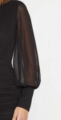 pretty little thing sheer dress NW0T PRETTYLITTLETHING Black Long Sheer Sequined Maxi Dress, Size 6