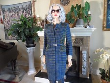 New M Missoni Blue Multi Color Knit Front Button Coat Size 8
