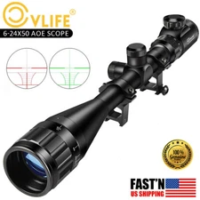 6-24x50AOE Optical Rifle Scope Rangefinder Red Green illuminated Reticle w/Mount