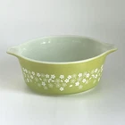 Vintage PYREX 472-B 750ML Green Crazy Daisy Spring Blossom Casserole Dish Read