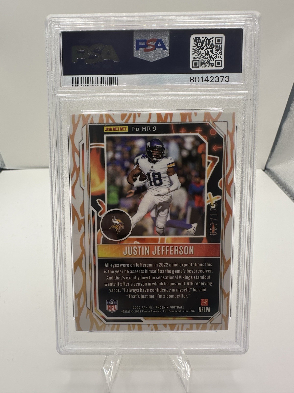 2022 Panini Phoenix - Hot Routes Justin Jefferson #HR-9 Pink /175 PSA 10 POP 1 view 2