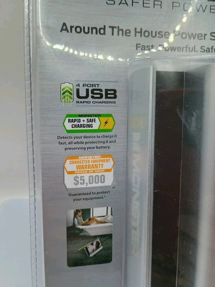 Monster USB FAST CHARGER Power Home Charging Station with 4 USB Ports 6ft Cord - Image 3 of 4