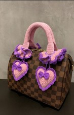 Ready to ship Crochet Handle Cover for LV SPEEDY nano, size mini Pink