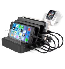 6 port USB Charging Station for Multi Phone Tablet Watch Charger Dock Stand Hub
