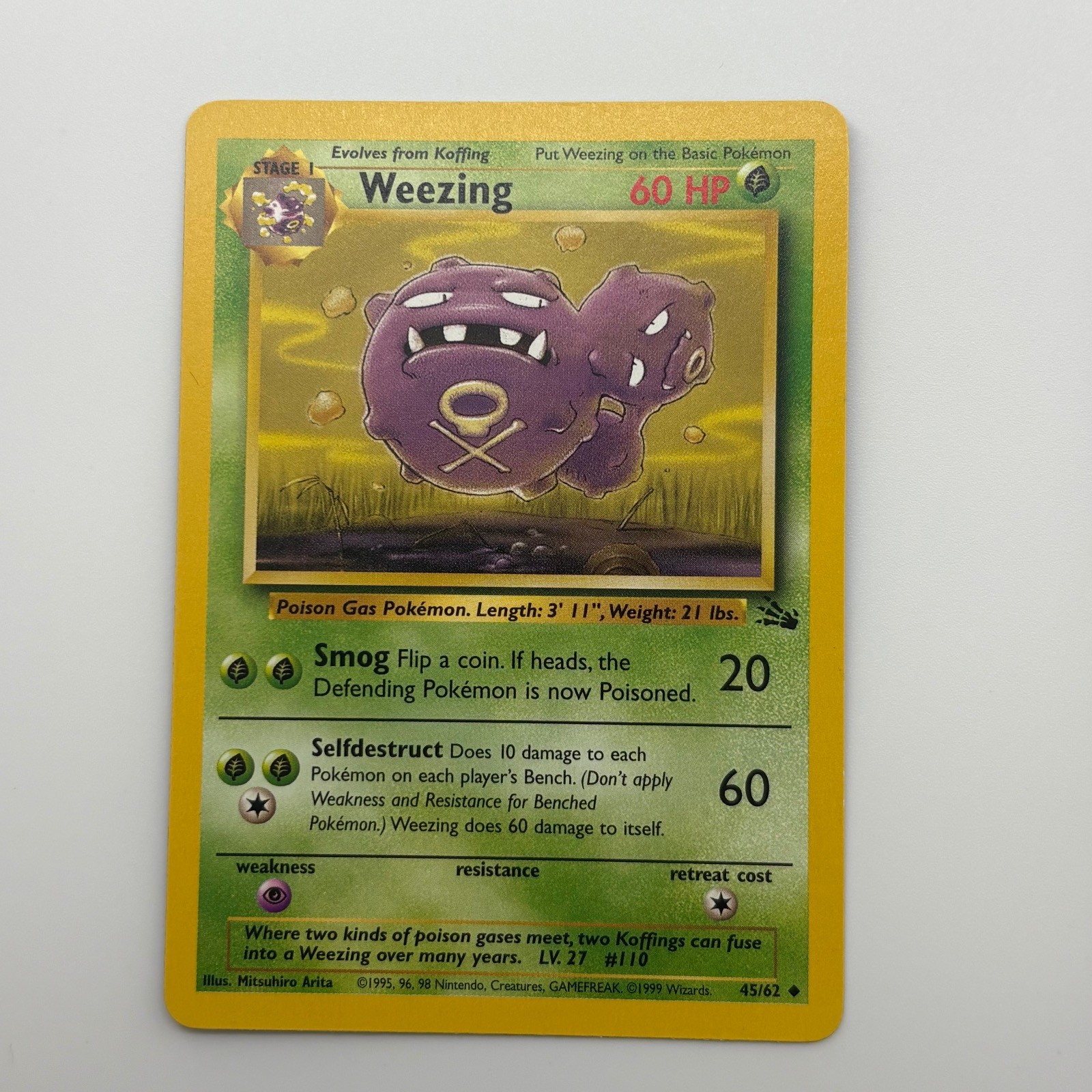 Weezing 45/62 UC Fossil Unlimited HP Pokemon