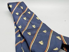 GUINNESS HARP LOGO SILK TIE NAVY RED GOLD STRIPE ROBERTO LONDON MADE ENGLAND