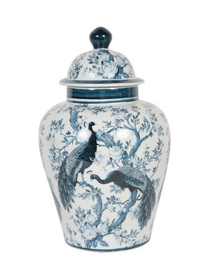 Laura Ashley Blue Belvedere Pfau Porzellan Ingwer Dose