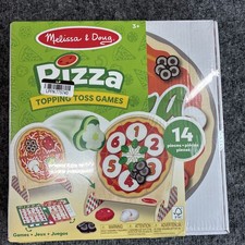 Melissa  Doug Wooden Double-Sided Pizza Topping Toss Games 14-Piece New