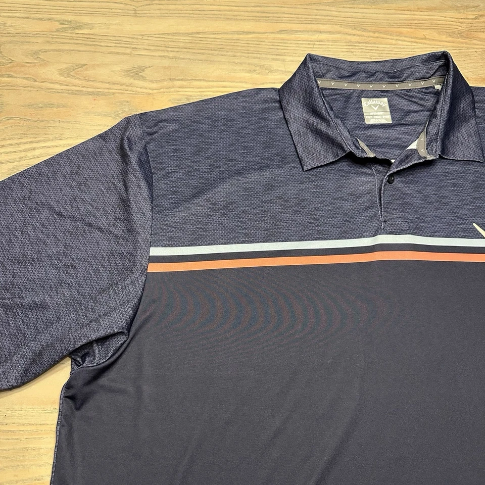 Camisa Polo Callaway Azul Marino Opti-Dri Corta Slv Para Hombres 2XLT ALTA Transpirable Golf Foto 4 de 4