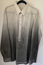 Barong Tagalog, Luisa Signature, Sport Collar, Embroidered, Grey XL