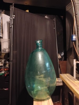 1800s Antique Hand Blown Green Glass Demijohn Carboy Wine Bottle Jar Greenglass