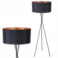 Fondachelli Floor Lamp Black Gold Shade 150cm Tripod E27 Modern