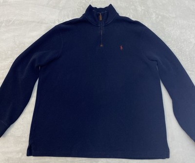 Polo Ralph Lauren Men s Blue Top XL 1/4 Zip Ribbed Knit Pony Logo