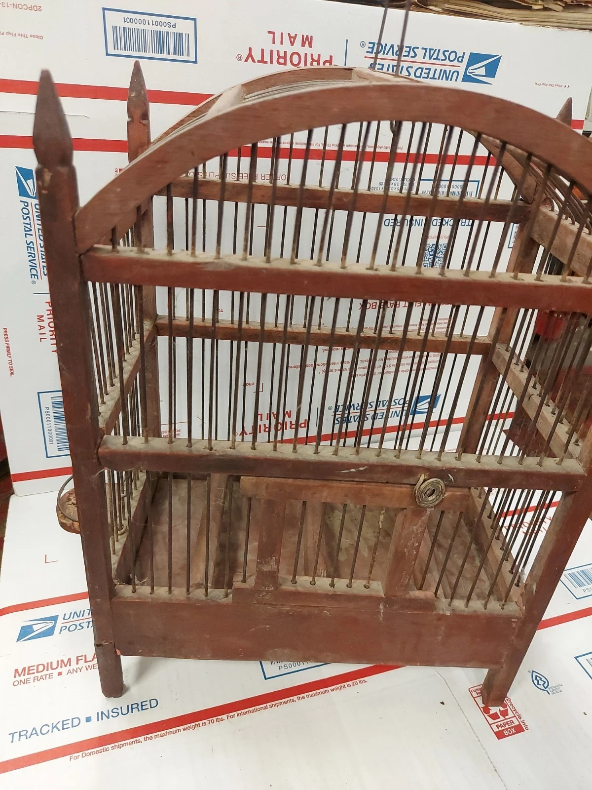 Hanging Rustic Wood Birdcage Wire Bird Country Decor Little Birdcage Decoration