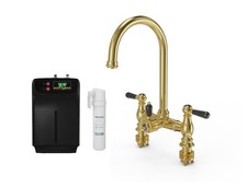 3 in 1 Instant Traditional Bridge Boiling Tap - Full Kit | Black Ceramic Levers 