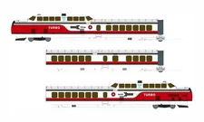 Rapido Trains 203509 HO Amtrak UAC TurboTrain with ESU LokSound (Set of 3)