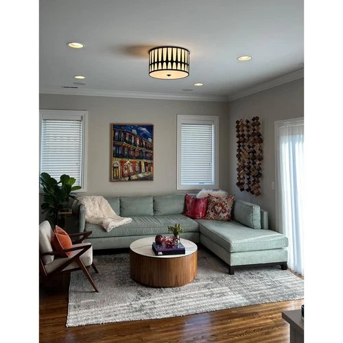 Crystorama ROY-800-BK Royston 3 Light 18 inch Black Flush Ceiling Light - Picture 5 of 7