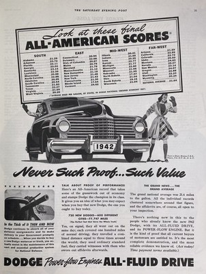 Dodge 1942 Automobile Power Flow Engine All Fluid Drive Vintage Print Ad 1942 u 