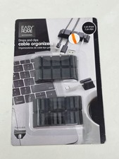 Easy Home Cable Organizers 6-Pack Drops  2-Pack Clips BLACK