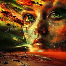 8x8 Photo Art Print - Space Fantasy Woman Goddess of the Galaxy Surreal Artwork
