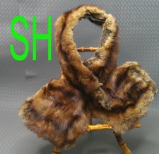 Vintage 1950s MCM Mid Century Handmade Fur Mink Collar Long with Squared Ends