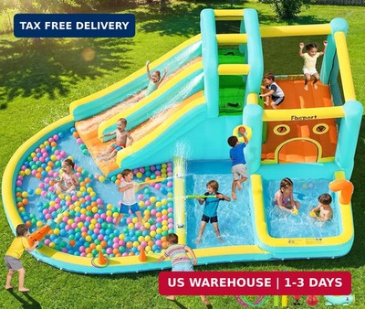 FBSPORT Inflatable Water Slide Bounce House, Double Slide Bouner Water Park with