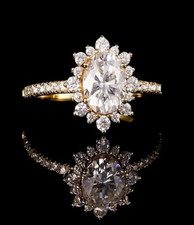 Women's Wedding Ring 2.20Ct Oval Cut Certified Moissanite 14K Yellow Gold Plated