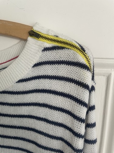Tommy Hilfiger Women's Knitted Jumper, Size Small, White/Navy Stripe, Cotton - Picture 3 of 8