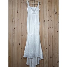 NWT Lulus Luxe Loveliness White Satin Backless Mermaid Maxi Dress Bridal Gown S