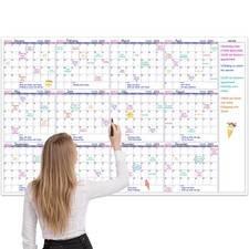 Large Dry Erase Calendar for Wall Undated Yearly Wall Calendar Dry Erase, 3...