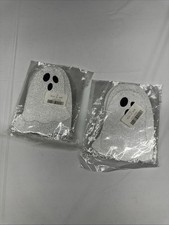 White Glitter Halloween Hanging Ghost banners 2pk