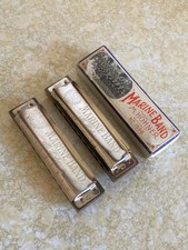 Lot of 2 Vintage M.Hohner Marine Band No. 1896 Key of C Harmonicas - Germany