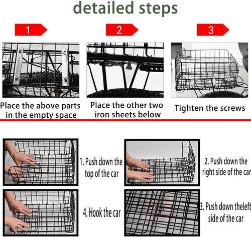 Folding Rear Bike Basket Steel Baskets Quickly Release Rack Cargo Basket with Re - Picture 3 of 5
