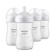 Philips AVENT Natural Baby Bottle with Natural Response Nipple (4 Pack) Clear