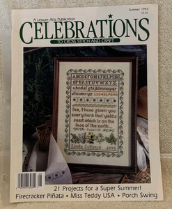 1993 Leisure Arts Celebrations SUMMER Cross Stitch/Craft Patterns Leaflet - GUC