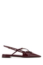 MIU MIU Strappy Burgundy Red Shiny Leather Ballerina Flats New  Authentic