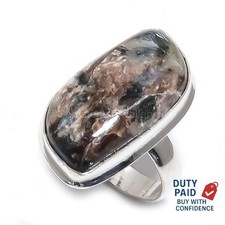 Natural Russian Charoite Statement New Ring Jewelry Size 6.5 925 Sterling Silver