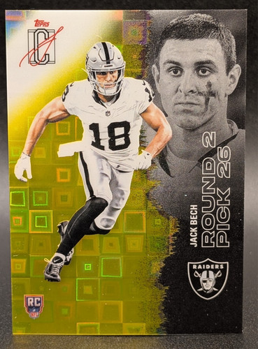 2025 Topps Signature Class Chrome Pandora Yellow #129 Jack Bech (RC) Raiders