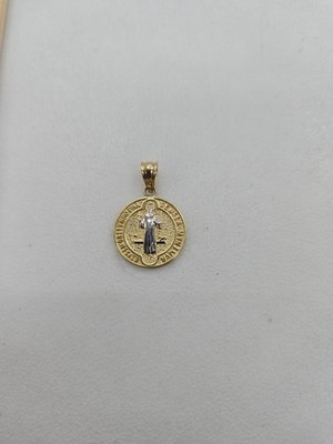 10kt Gold Heiliger Beneto Anhänger, 2tone Echtgold Kaution passend bis 3m 1,7 grm Neu