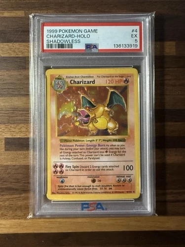 1999 Pokémon Game #4 Charizard-HOLO SHADOWLESS PSA 5