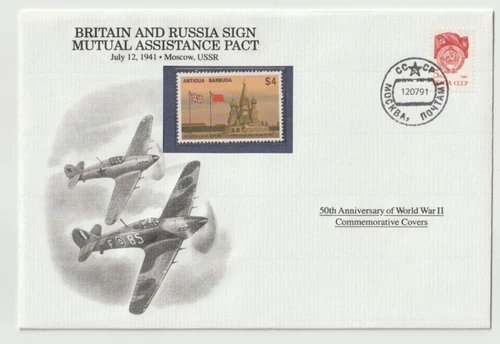 12/7/1991 USSR FDC - WWII - Britain and Russia Sign Mutual Assistance Pact