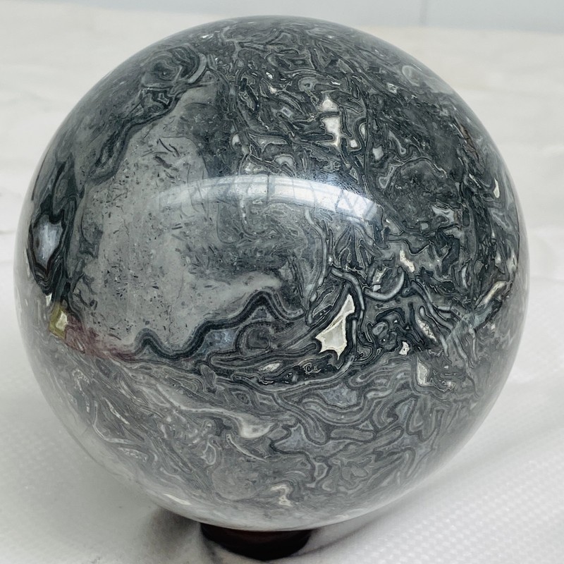 Natural Picasso Jasper Sphere Black Gray Crystal Ball Healing 2640G (5.82LB)