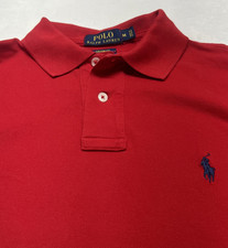 Polo Ralph Lauren Mens M Custom Fit Stretch Mesh Shirt Solid Red Short Sleeve