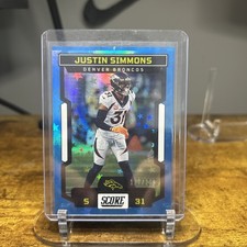 2023 Score Football Justin Simmons #75 Blue Stars Holo Foil /299 Broncos